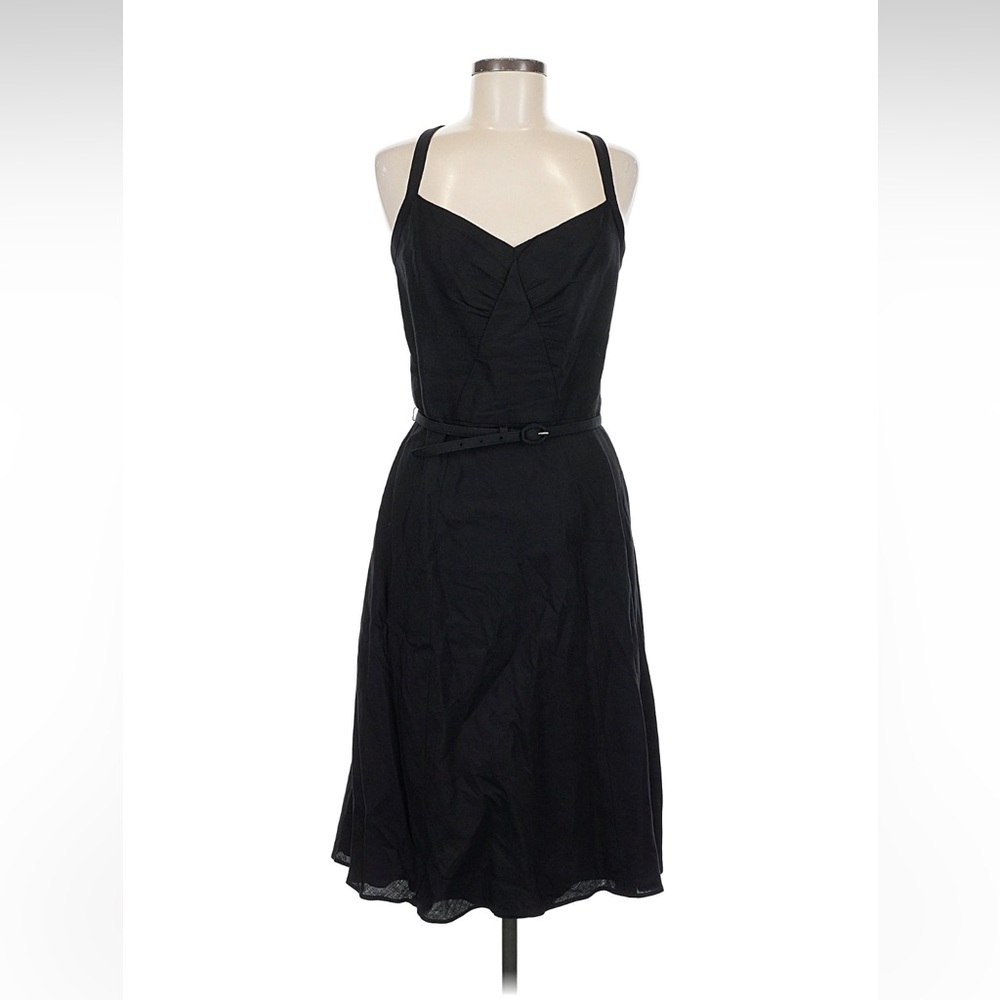 LOFT Black Midi Dress with Belt